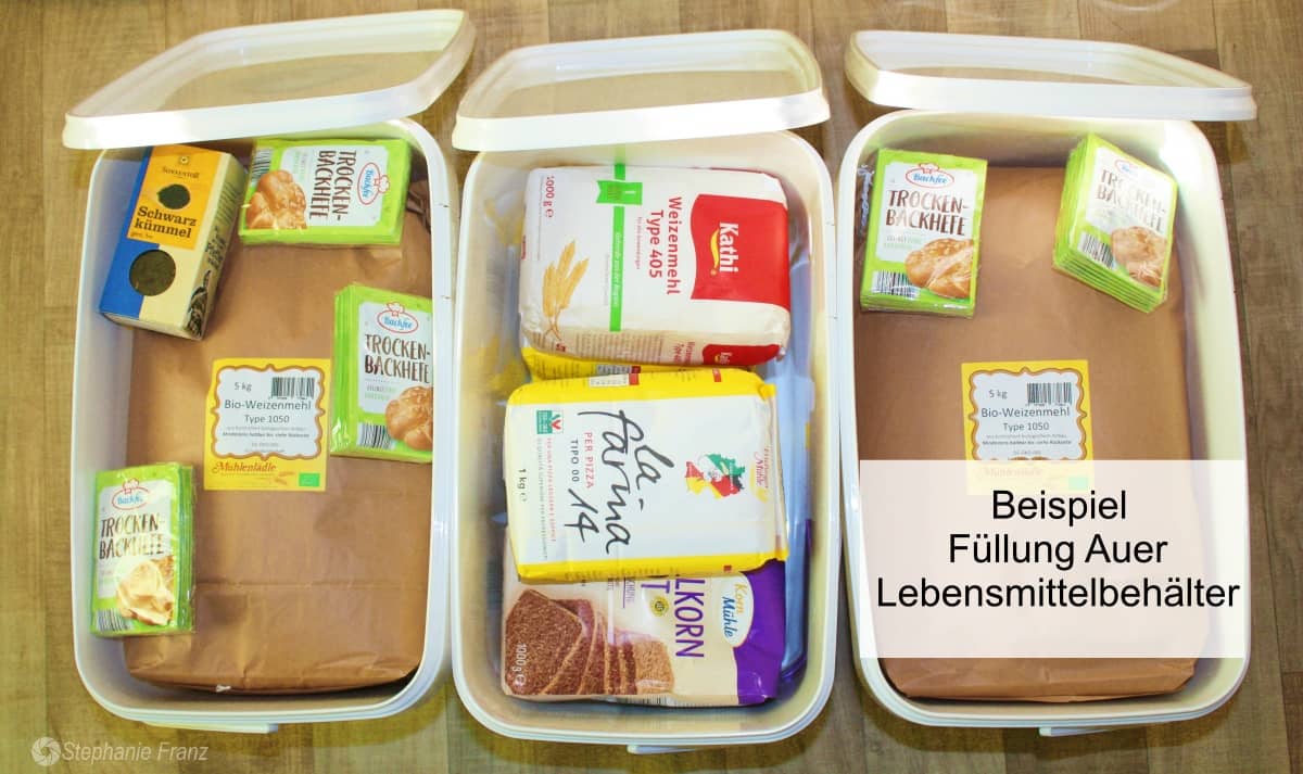 Anhand normaler Lebensmittel sieht man, wie viel in die Aufbewahrungsbehälter passt